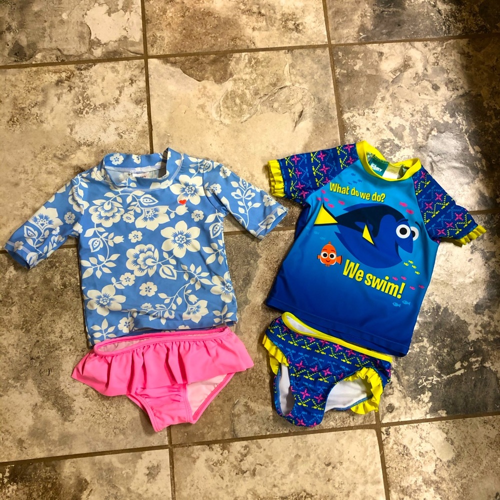 🌴Toddler Girl Swimsuits 2T (2) Dory/Floral